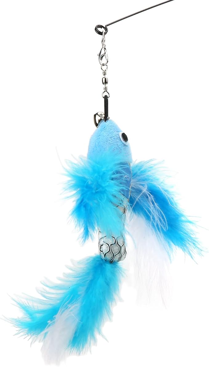 VINGVO Suction Cup Cat Toys for Indoor Cats, Cat Toy Handheld Teaser Wand Toy Interactive Cat Toy Hanging Door Kitten Toys for Kitty Kitten Scratching Exercise Indoor (Blue