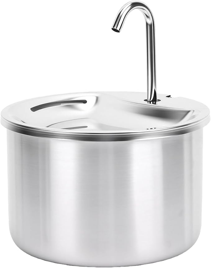 Zerodis Cat Stainless Steel Cat Water Dispenser with Circulating Filtration 3.2L Large Capacity Quiet Running Dog Feeding Bowl Dishwasher Safe for Pet Indoor Use Pet Water