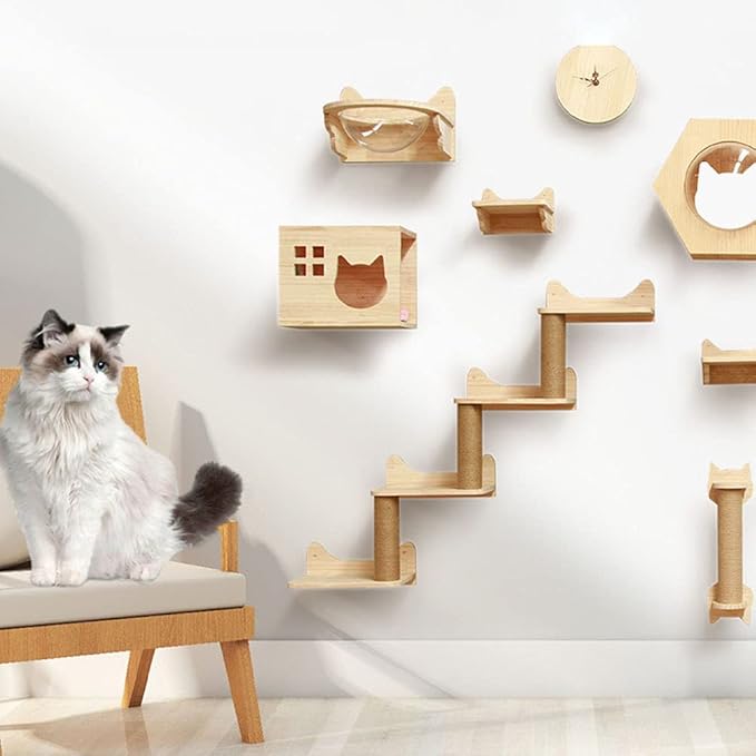Wall Mounted Cat Bed Wood Floating Cat Shelves Cat Hammock Cat Activity Center Cat Lounger Cat Condo House Modern Cat Furniture Cat Perch Kitty Bed Cat Climber Tree