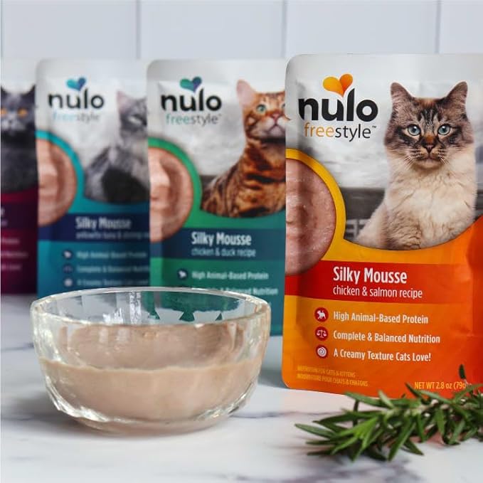Nulo Freestyle Wet Cat Food Silky Mousse - Yellowfin Tuna & Shrimp, High Protein Grain-Free Cat Food Pouches for Kitten, Adult & Senior, 2.8oz Pouches (24 Pack)