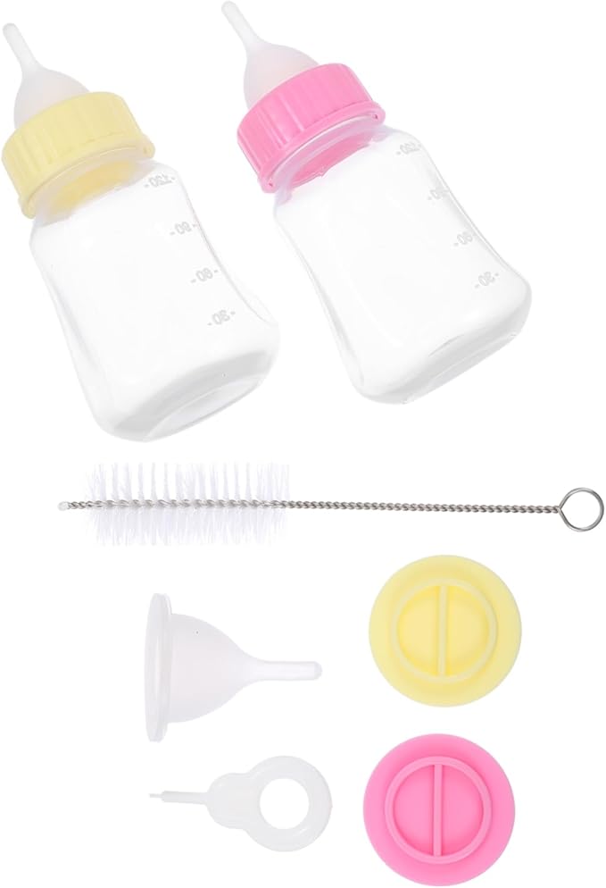 2Pcs Kitten Feeding Bottles Plastic Pet Nursing Bottles for Cats and Puppies Lightweight and Portable for Safe Feeding and Weaning Includes Replaceable Nipples