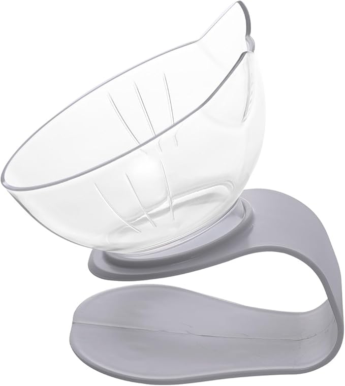 Alipis Tilted Plastic Cat Feeding Bowl Neck Guard, Whisker-Friendly Single Pet Food Bowl for Home Use