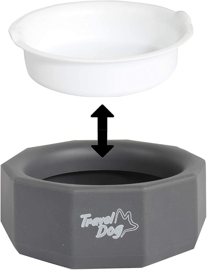 ALL FOR PAWS 2 in 1 Dog Food Water Bowl Pet Spill Free Bowl Portable Travel Puppy Dish Carry Up to 650ml