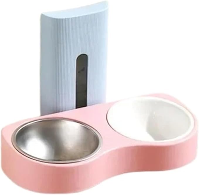 Wall-Mounted Pet Double Bowl Stainless Steel Cat Water Feeder