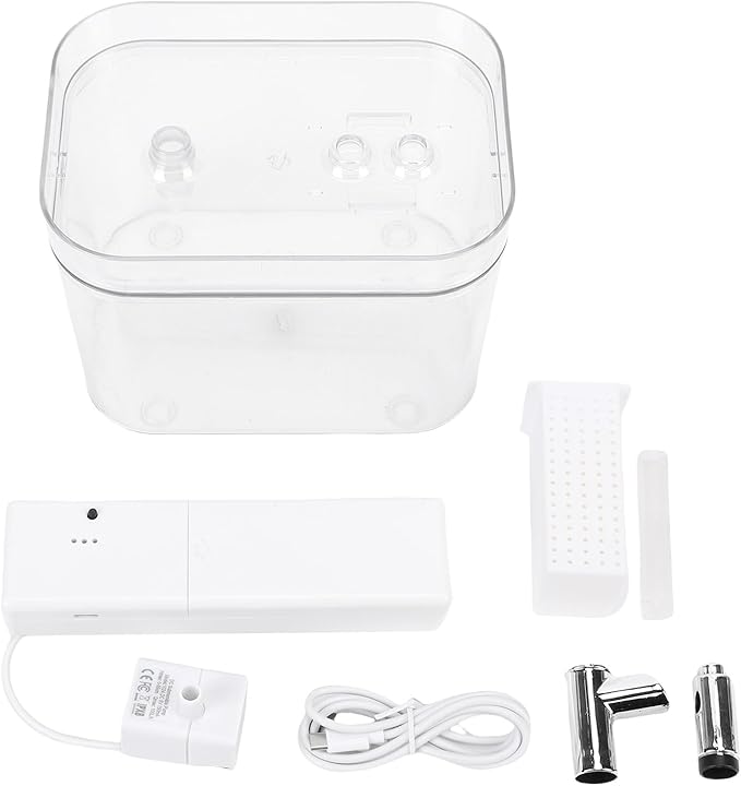 Fabater Cat Water Fountain, Automatic Pet Fountain with Filter Box, 1.5L Rechargeable Water Dispenser, Pet Drinking Waterer, Indoor Watering Feeder for Dogs, Cats
