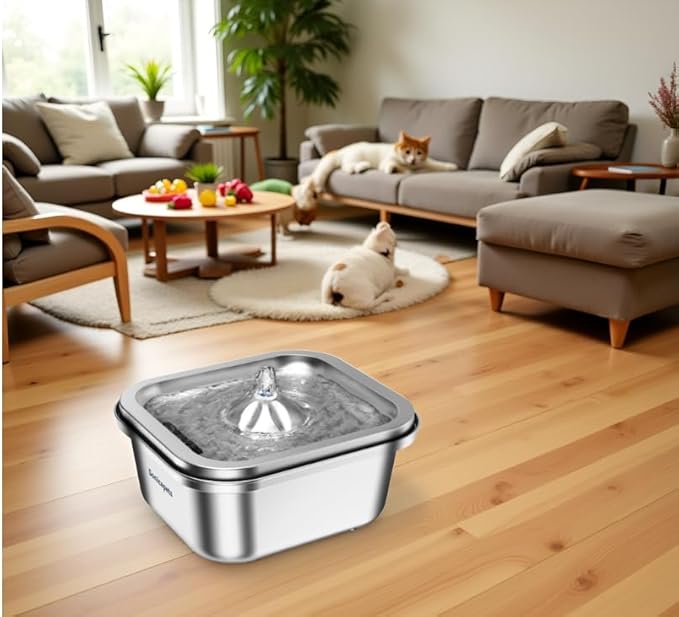 Cat Water Fountain Stainless Steel, Automatic Pet Drinking Fountain Water Bowl Indoor Pet Feeding Watering Supplies