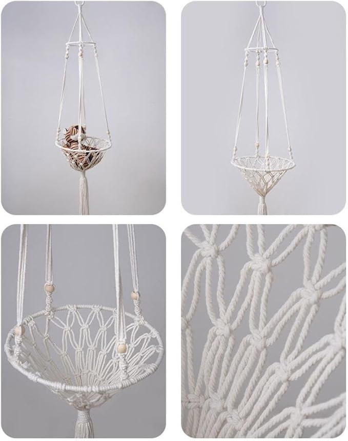 Cat Hammock Bed, 12x43Inch Handwoven Hanging Boho Cat Bed with Hanging Kit for Indoor Outdoor Home Decor Ceiling Swing for Playing Sleeping Climbing and Lounging, Wall Furniture (Triangle)