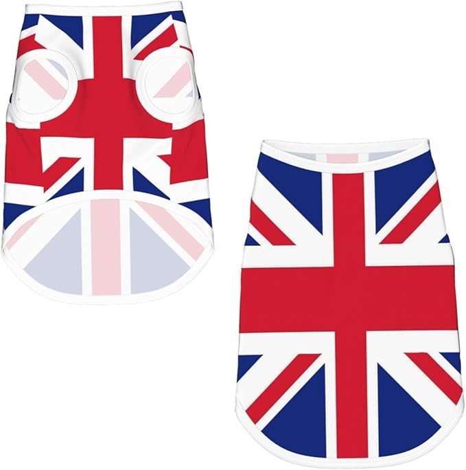 British England UK Union Jack Flag Dog Shirts Sleeveless Puppy Cotton T-Shirts Breathable Dog Clothes Pet Apparel Tank Pullover Doggy Sweatshirt Cozy Canine Wear for Small Dogs Cats Pink Large