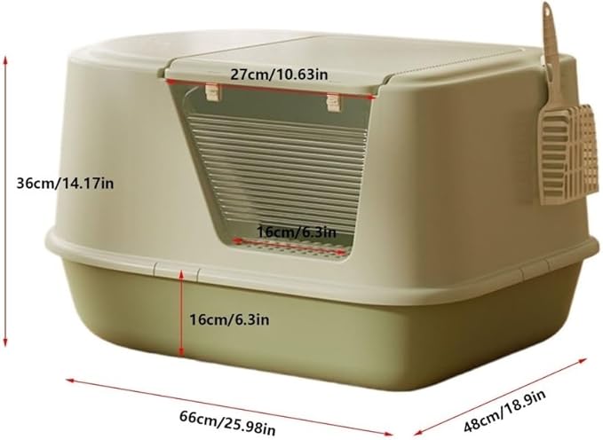 Pet Supplies, Hooded Cat Litter Box, Large Enclosed Pan for Small & Big Cats(Yellow)