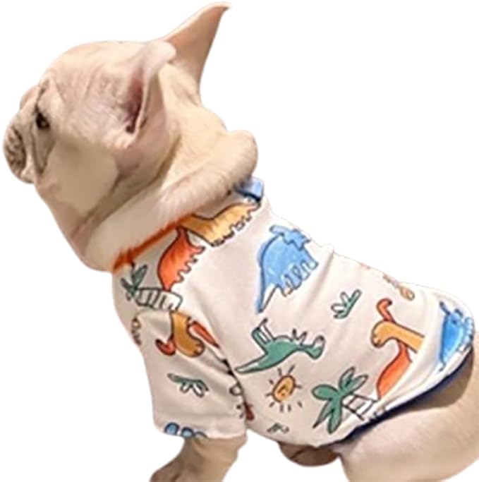 Dino Pet Pajamas Dog Jumpsuit Puppy Clothes, Cotton Pet Pajamas Kitten Soft Material Small Dog Onesie Cat Sweater Puppy Pjs Chihuahua Yorkie Onesie (Dino Shirt, X-Large)