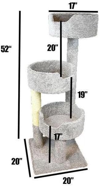 HomeStock Cat Tower with Beds - 30" x 29" x 54" - Scratching Post & Climbing Tree Gray/26 L x 20.5" W x 52" H