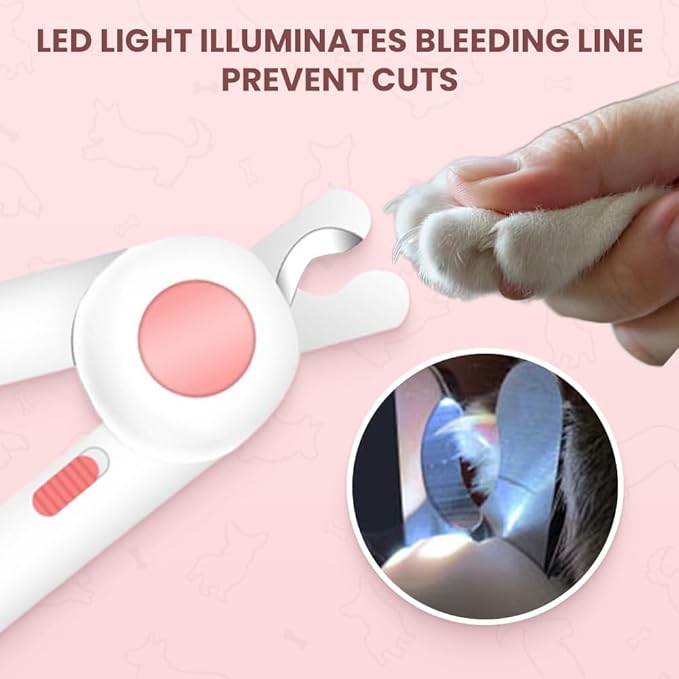Pet Nail Clippers,2026 New Cat Nail Clipper with LED Light,Professional Claw Trimmer,Easy and Pain-Free Grooming Tool for Tiny Kitten Bunny Rabbit Bird Guinea Pigs Ferret Hamsters (Pink/2pcs)