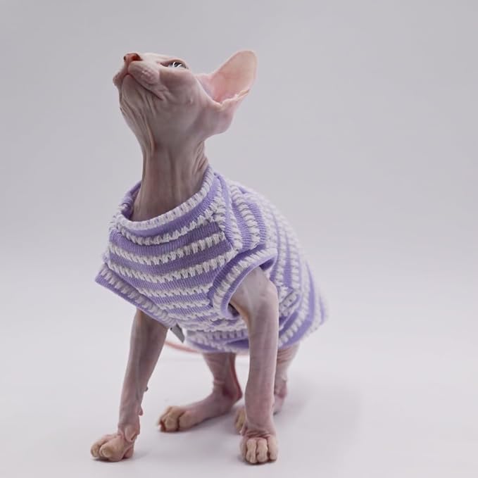 Devon Sphynx Cat Clothes - Pure Cotton Skin-friendly Summer Clothing for Small Cats and Dogs (PURPLE, XX-Large)