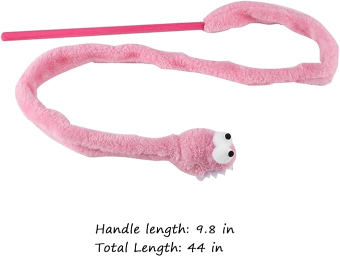 Cat Toy Snake, Serpentine Mint Cat Teasing Stick Enhance Bond with Cats, Pet Stress Relief and Interactive Toys (Pink)