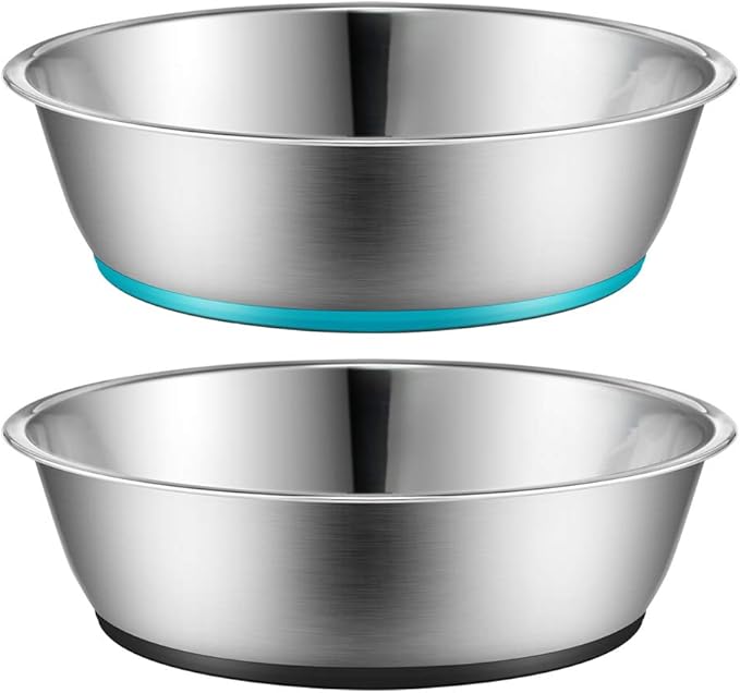 PEGGY11 Lightweight Stainless Steel Dog Bowls - 6 Cup, 2 Pack