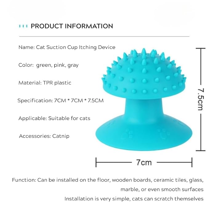 Cat Self Groomer with Suction Cups – Wall-Mounted Pet Massage Brush for Itching & Fur Shedding – Cat Scratch and Rub Toy for Indoor Cats – Easy to Install, 7x7x7.5cm (Pink)