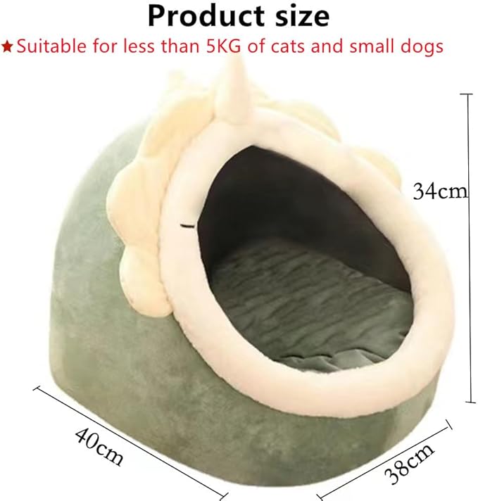 NatureMan Cat Beds for Indoor,Cat House with Hanging Cat Ball Toy,Kitten Tent House Removable Cotton Pad,Warm and Soft Pet Cat Supplies Kitten Small Dogs Pet Bed (Green, M)