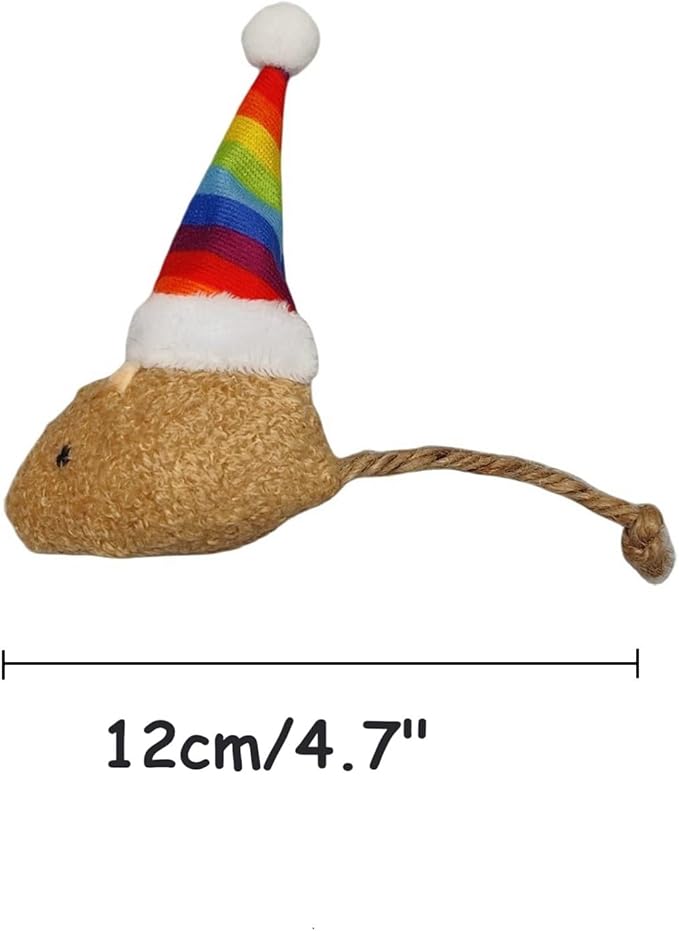 Christmas Catnip Cat Mice Toys with Rainbow Santa Hats Interactive Cat Toys for Indoor Cats Kittens, Christmas Thanksgiving Cat Toy Gift, 6-Pack