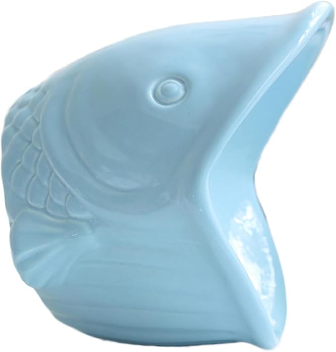 Toyvian Ceramic Raised Pet Bowl with Neck Protection Multi-Function Feeding and Watering Dish Adorable Kitten Puppy Bowl for Cats and Dogs in Artistic Blue