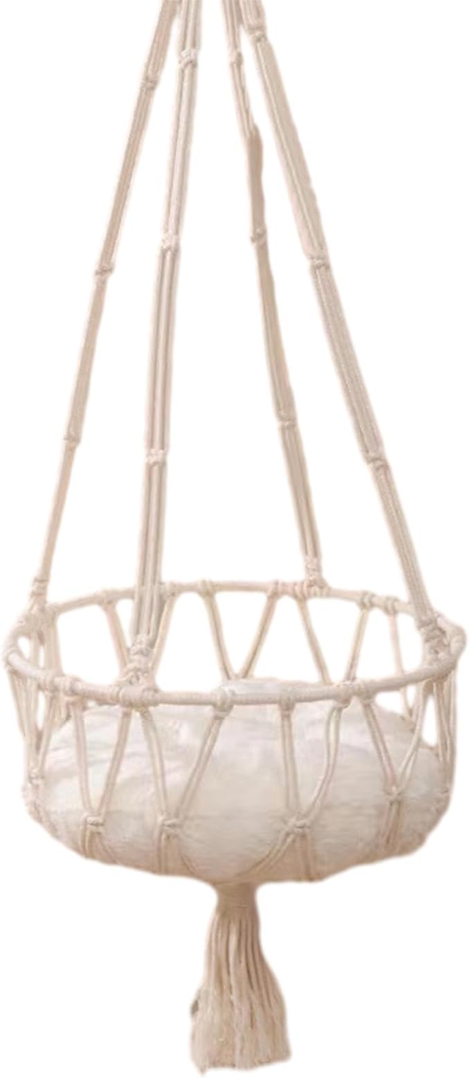 Cat Hammock, Space Saving Hanging Cat Bed Hammock Cat Swing for Indoor Cats, Boho Cat Swing Bed for Sleeping, Playing, Climbing, Lounging