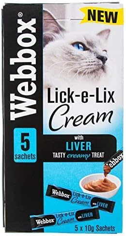 Webbox Lick e Lix Cream with Liver Cat Treats 5 Pieces, Case of 17 | Tasty and Nutritious Sachets - Packaging May Vary