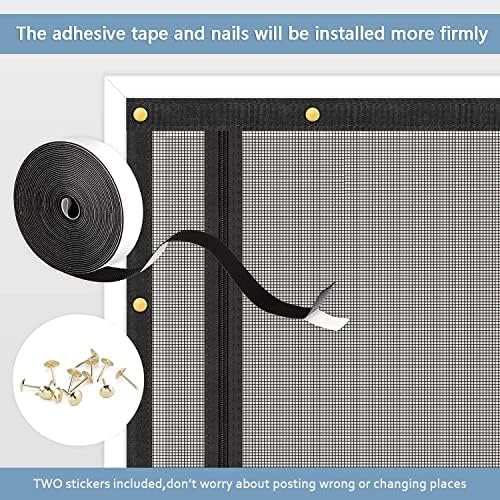 Reinforced Cat Screen Door,Fits Door Opening Size 34''x 81'',Thickened Cat Resistant Mesh Screen Door for Living Room,Kitchen,Bedroom,Cat Proof Screen with Zipper Closure.