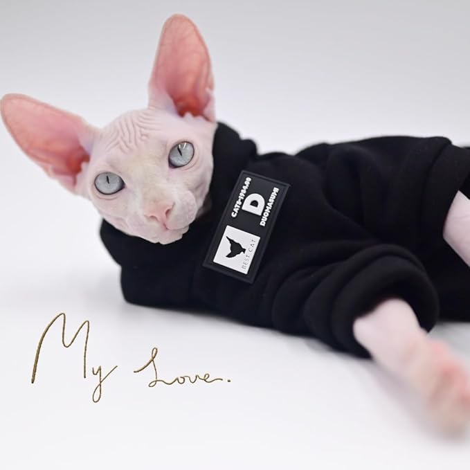 Sphynx Cat Apparel Kitty Clothes Autumn and Winter Hairless Cat Outfits Bald Cat Clothes for Devon Rex Cats, Cornish Cats (X-Large)