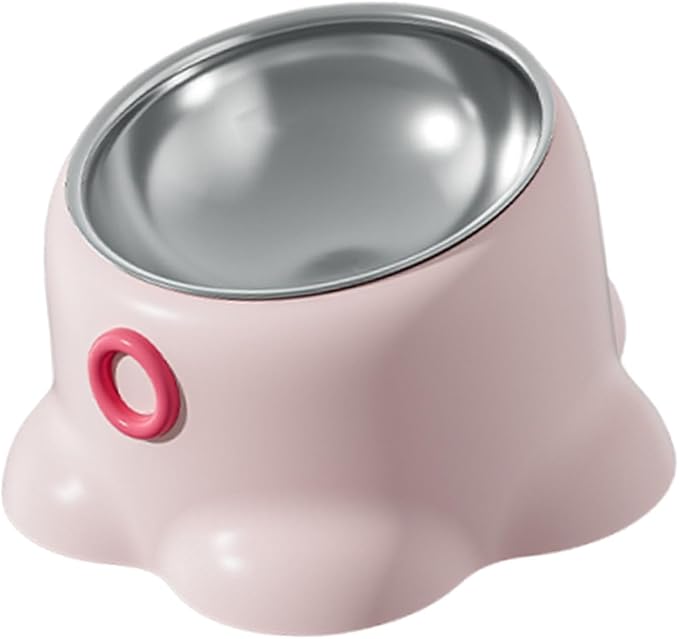 Tilted Cat Feeder Bowl Food Dispenser Living Room Home Travel Indoor Watering Feeding Dish Cat Food Bowl for Pets Small Dogs, Pink