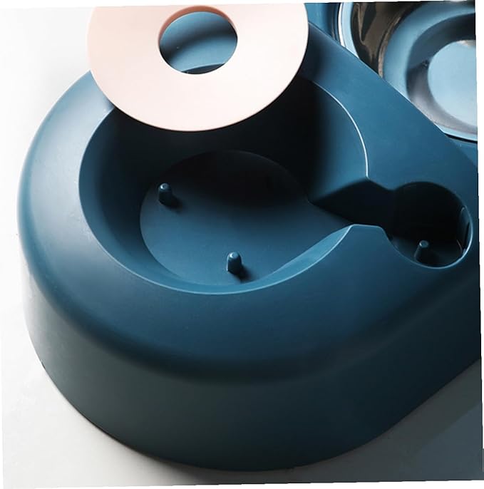 VICASKY Automatic Pet Feeder and Water Bowl, Blue Anti-Spill Dog and Cat Feeding Dish for Home Use, Sturdy Food-Grade Plastic Pet Feeding Bowl for Dogs and Cats