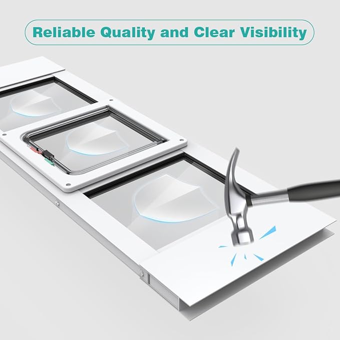 Aluminum Cat Door for Windows - Adjustable to Fit Window Width 24"-28", Quick-Fit Cat Door Window Insert, Magnetic Suction Design, Perfect for Cats