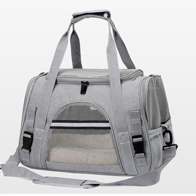 Handheld Crossbody cat Bag，Pet Carrier Bag for Cats and Dogs Up to 20LBs, Soft Cat Carrier Dog Carrier Travel Kitten Carrier with Mat (Grey)