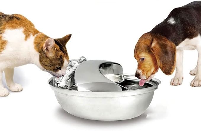 Liusj JUnst Cat Water Fountain Stainless Steel,Pet Fountain Dog Water Dispenser, Pet Drinking Fountain with Replacement Filters for Cats Dogs, Automatic Cat Dog Fountain