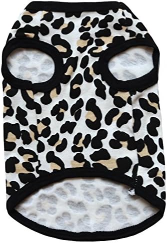Pet Clothes, Leopard Print T-Shirt Puppy Cat Cotton Vest Clothing Apparel Spring Summer Breathable Sleeveless Harness Costumes for Small Dogs(L, Black)