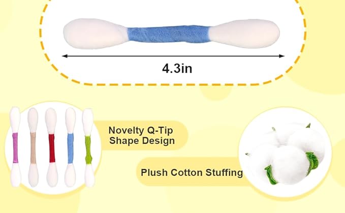 6 Pk Giant Q Tip Cats Toy for Boredom Durable Dental Teething Ropes, Big Interactive Felt Kitty Kicker Play, Play Anxiety Digestive Aid Lover Gift