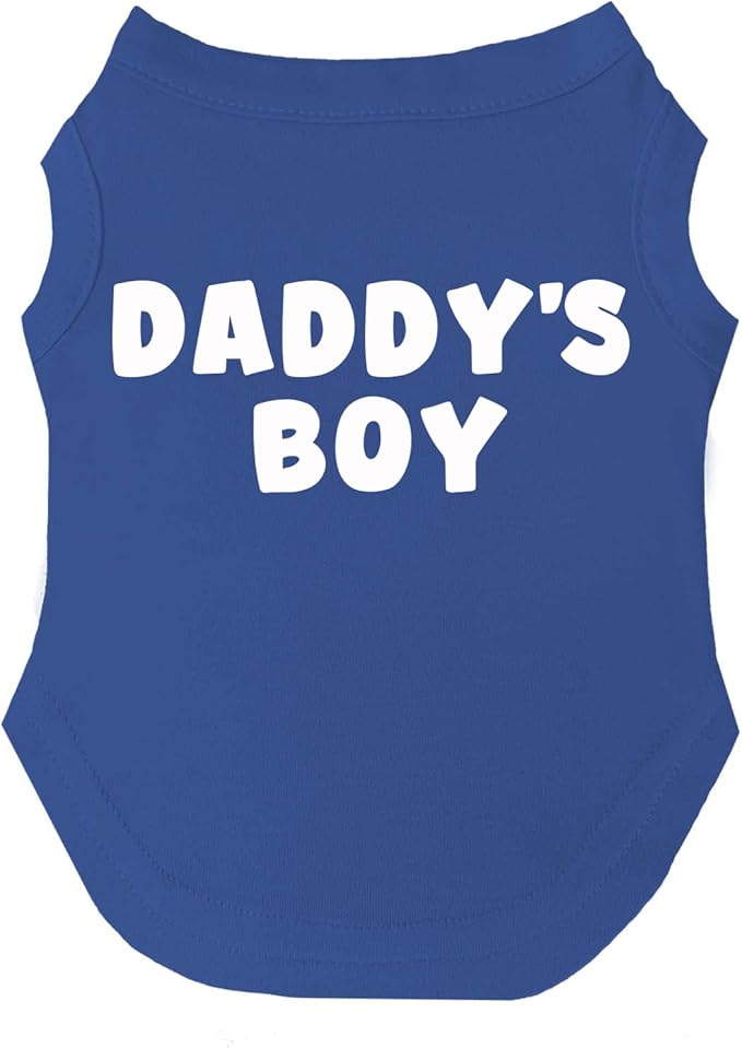 Daddy's Boy Father's Day Dog Tee Shirt | Sleeveless | Sizes for Puppies, Toys and Large Breeds (Royal Blue, 6X-Large 943)