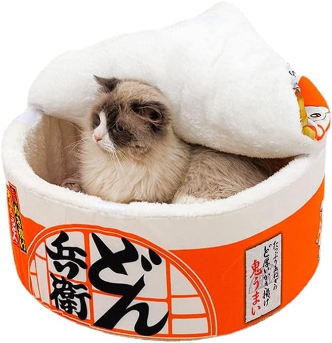 SSDHUA Cat Nest Instant Noodle Shape House and Bed - Cute and Comfortable Multifunctional Sofa for Small Cats (S, Orange)