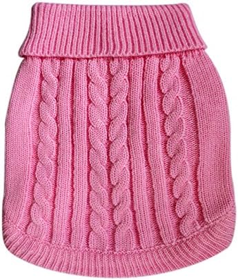 Tangpan Turtleneck Classic Straw-Rope Pro Pet Dog Sweater Apparel (Pink,XXL)