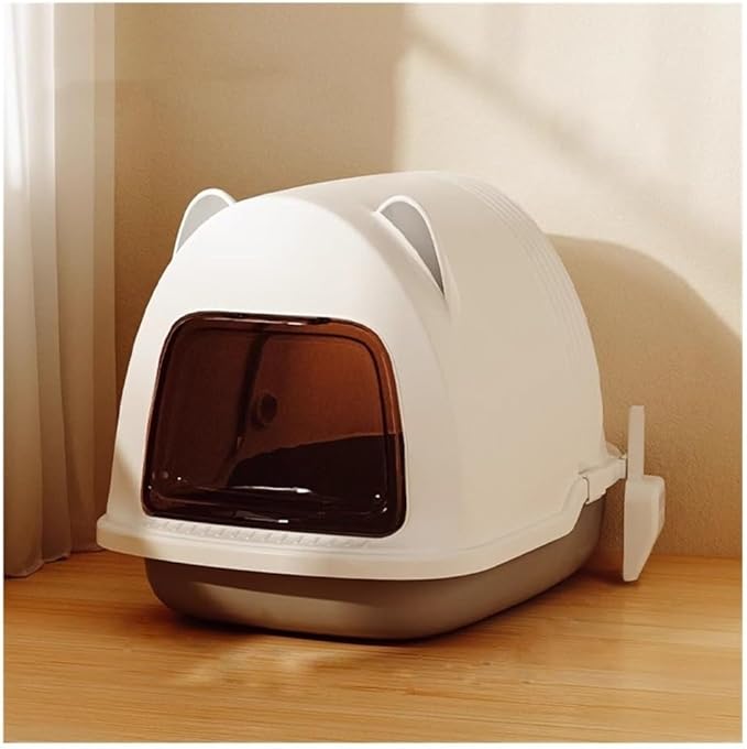 Pet Supplies, Extra Large Enclosed Cat Litter Box with Scoop Odor Control(Gray)