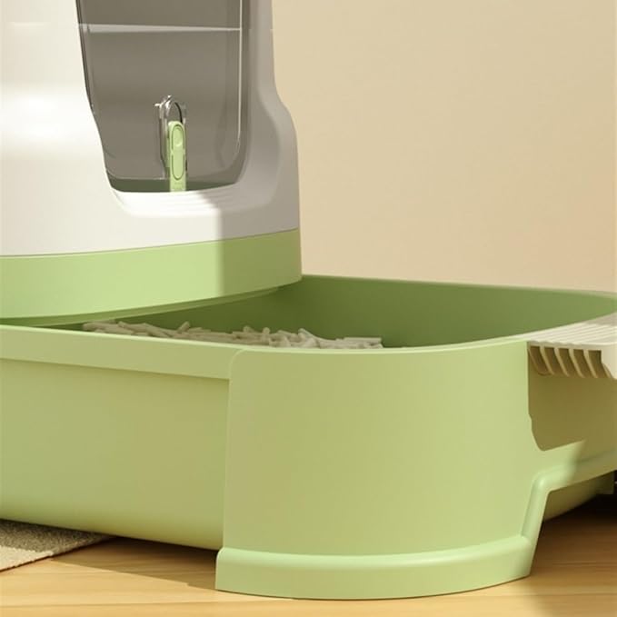 Pet Supplies, Enclosed Top-Entry Cat Litter Box with Lid & Scoop, Large Anti-Splash Drawer Design