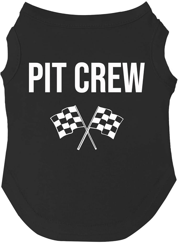 Pit Crew Dog Tee Shirt | Sleeveless | Racing | Motor Sport Fan | Trackside | Fast Lane | Birthday (Black, 5X-Large 49)