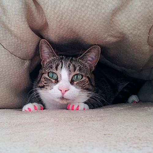 6 Month Supply Soft Nail Caps for Cats Ruby RED Glitter Medium - Extra Adhesives