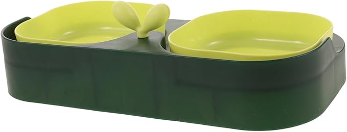 Sosoport Cat Food Feeder Non- Base Pet Bowl for Cats and Dogs Easy Feeding and Watering Green Stable Structure