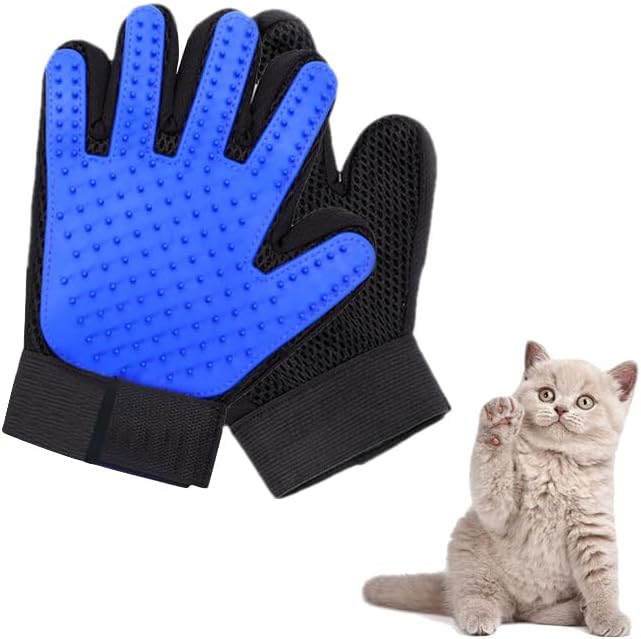 Enhanced Pet Grooming Hair Removal Massage Glove - Pair