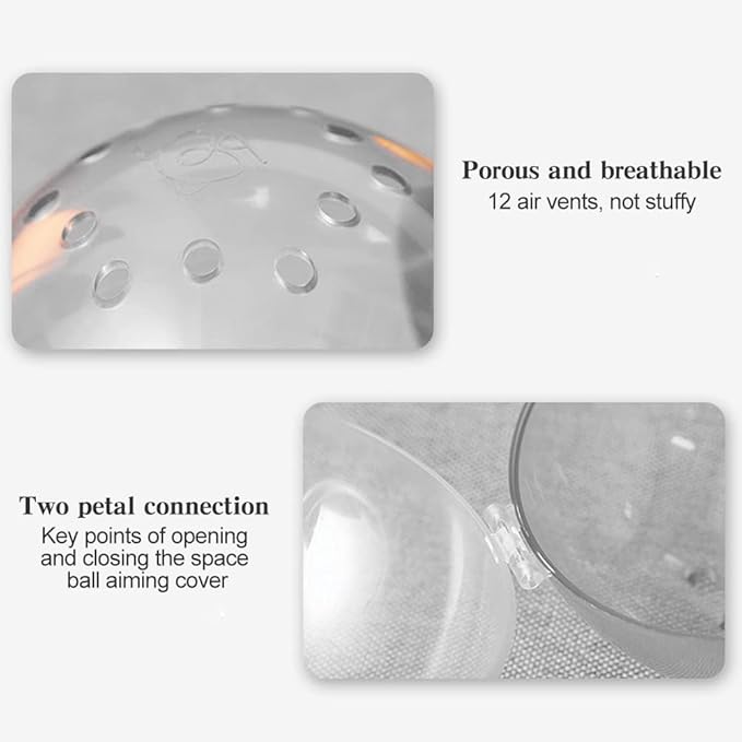 Cat Muzzle with Breathable Hood, Transparent Anti-Bite Astronaut-Style Face Cat Mask Hood for Grooming & Bathing, Trimming Nails, Prevent from Small Dog Cats Biting and Chewing, for Neck 7.36-8.94''