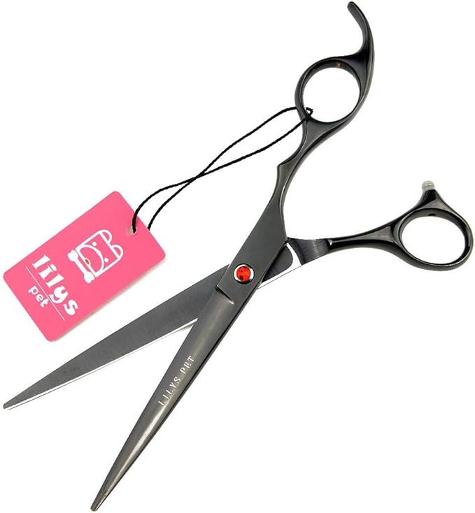 Professional PET DOG Grooming Coated Titanium scissors suit Cutting&Curved&Thinning shears (7.0 inches, Black)…