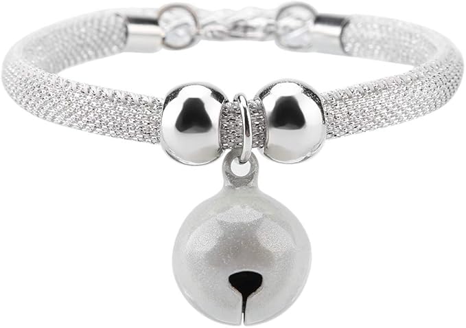 Cat Breakaway Nylon Collar, Adjustable Cat Collar with Bell, Safety Collar for Cats(White)