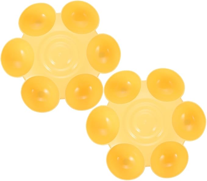 Cabilock 2pcs Flower-Shaped Pet Food Bowls with 6-Petal Multi-Slot Design, Non-Skid Portable Cat and Dog Feeding Dishes for Multi-pet Feeding and Watering, Yellow