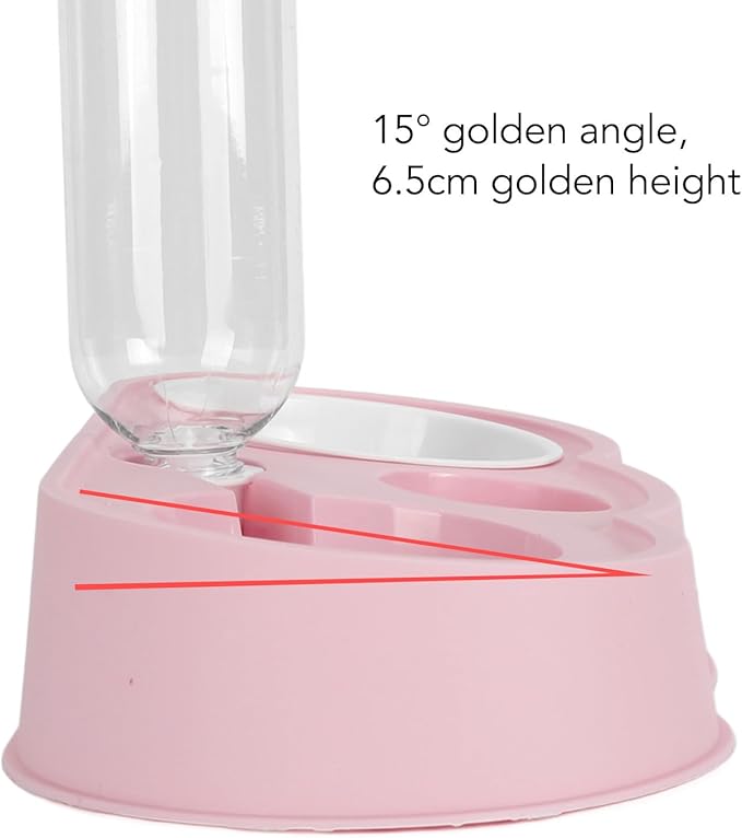 Double Pet Bowl Set, Non - Slip Stable 2-in-1 Food & Water Bowl with Automatic Water Dispenser Bottle, Feeding Station for Cats, Small Dogs and Mini Pets (Pink)
