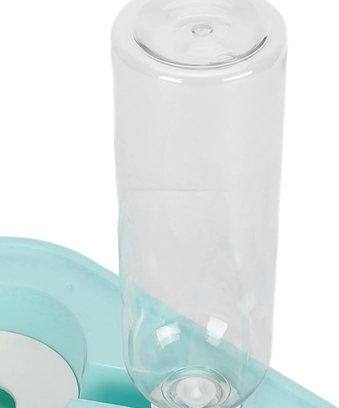 Double Pet Bowl Set, Non - Slip Stable 2-in-1 Food & Water Bowl with Automatic Water Dispenser Bottle, Feeding Station for Cats, Small Dogs and Mini Pets (Blue)