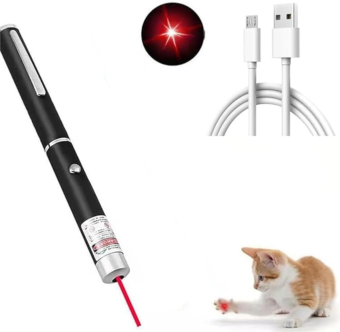 3 Pcs Laser Pointer for Cats Dogs Rechargeable Cat Laser Interactive Cat for Indoor Pet Toys Laser Presentation Remotes Red Light (3 PCS Pack Color Mixed, USB Rechargeable)